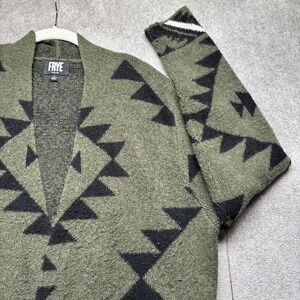 Frye Knit Cardigan Womens Large Southwestern Aztec Open Front Sweater Green